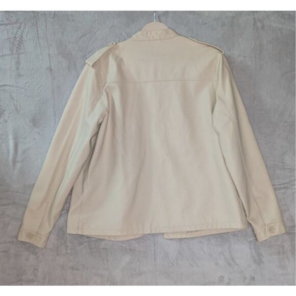 Max Studio Faux Vegan Leather Jacket NWT Womens Medium Cream Parchment color - Picture 2 of 10